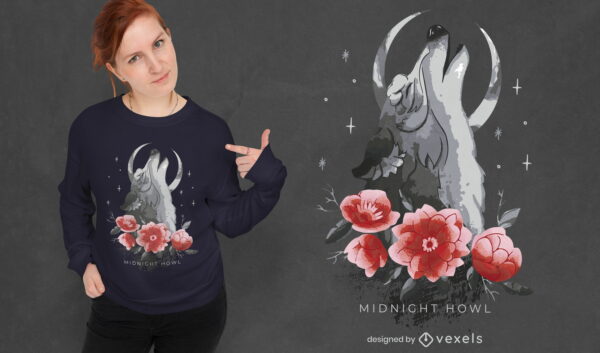 Floral Howling Wolf